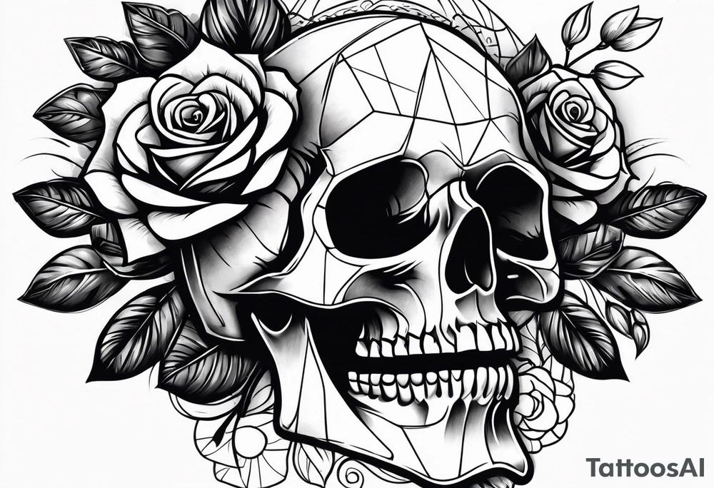 skull and roses tattoo idea