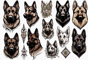 Dark brown German shepherd tattoo idea