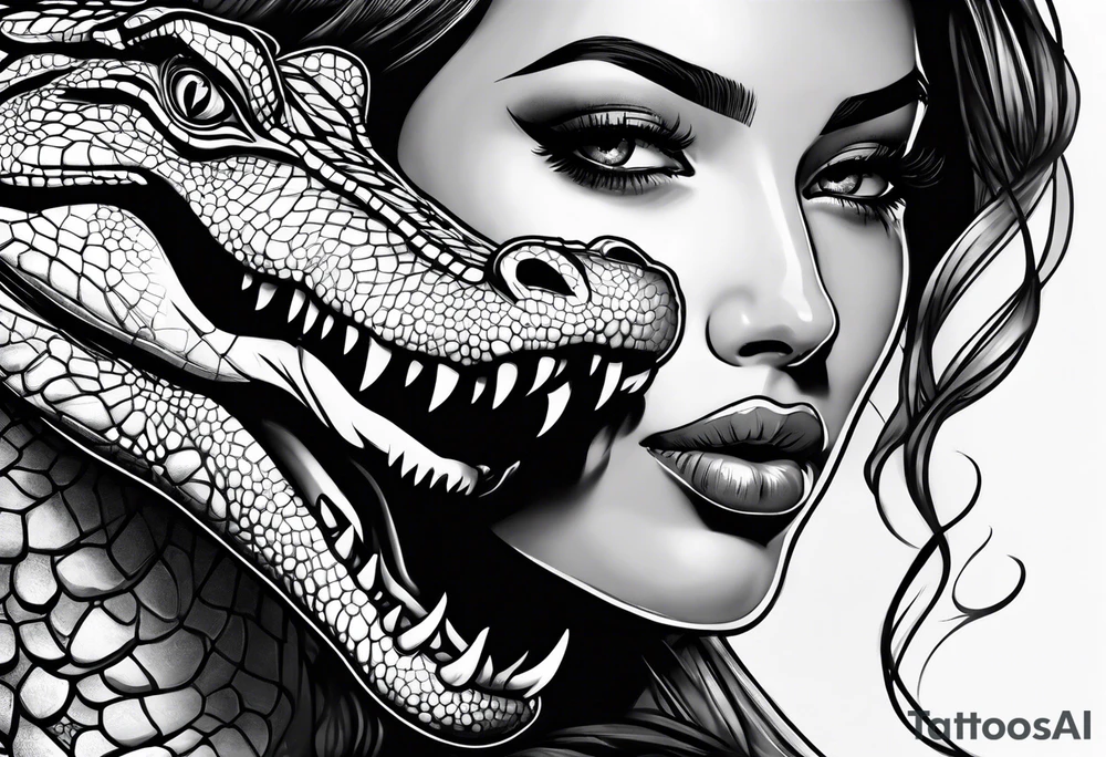 Alligator eating a woman tattoo idea