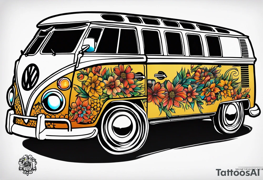 1967 21 window vw bus ragtop tattoo idea