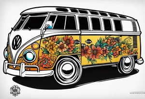 1967 21 window vw bus ragtop tattoo idea