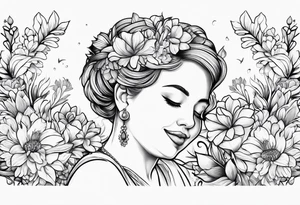 Mom and son , herts and flowers tattoo idea