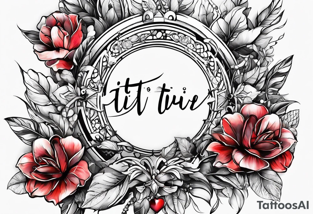 "it is what it is" with an arrow, flower and heart tattoo idea