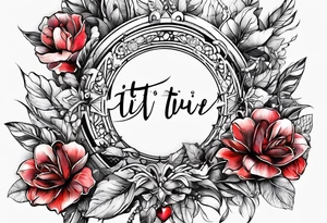 "it is what it is" with an arrow, flower and heart tattoo idea