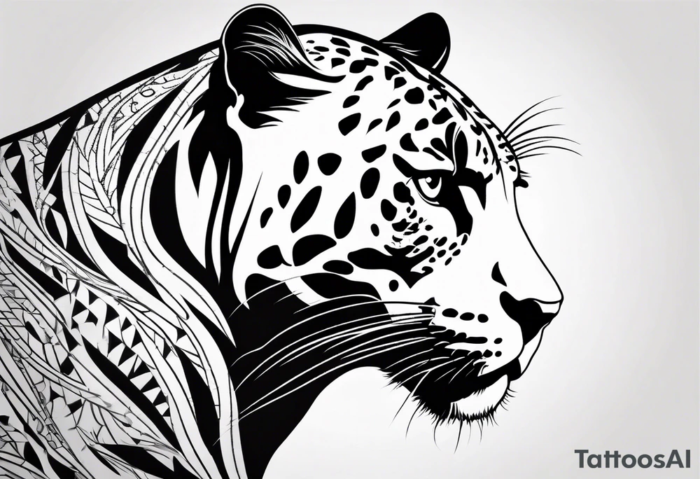 Black minimalist tattoo of a panther tattoo idea