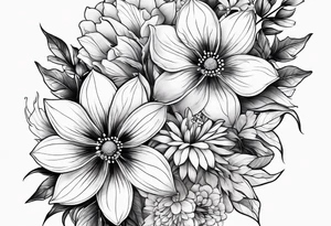 Majestic bouquet of japanese death flowers tattoo idea