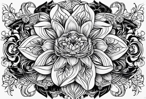 Abstract Chery flovers in blue line tattoo idea