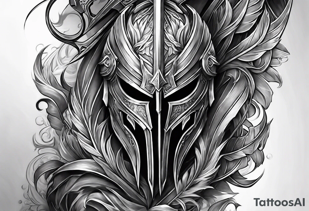 Leg sleeve of Spartan Greaves tattoo idea