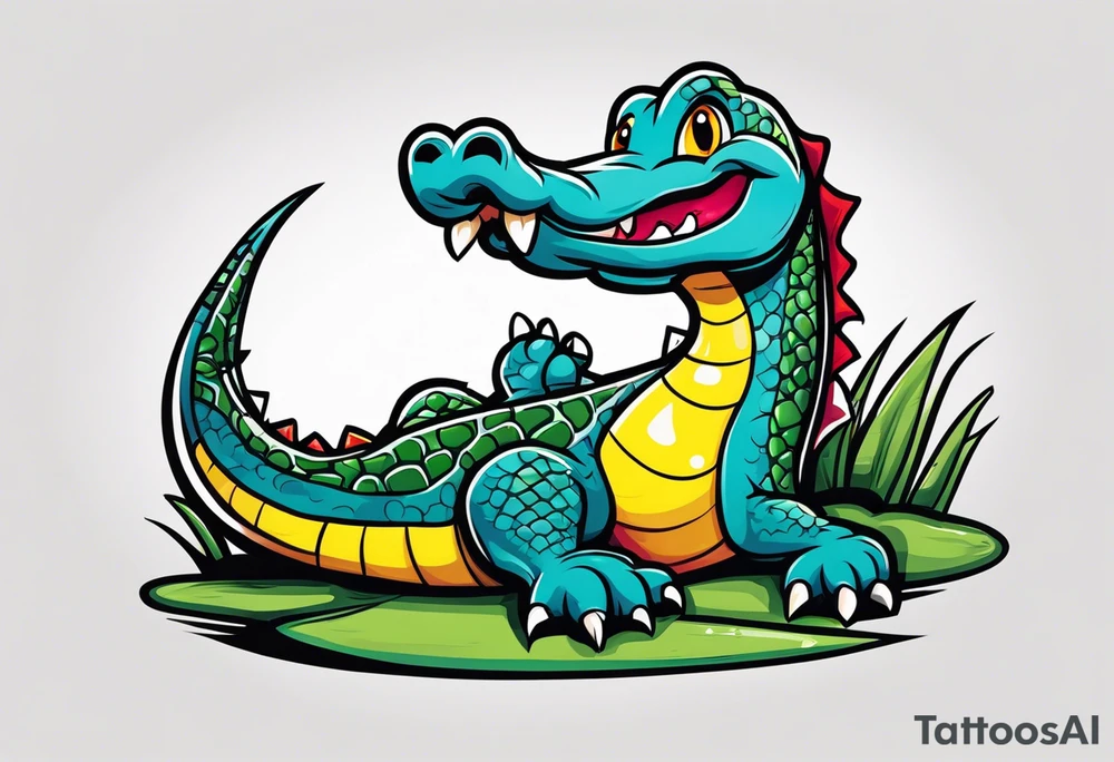 Pin up alligator tattoo idea