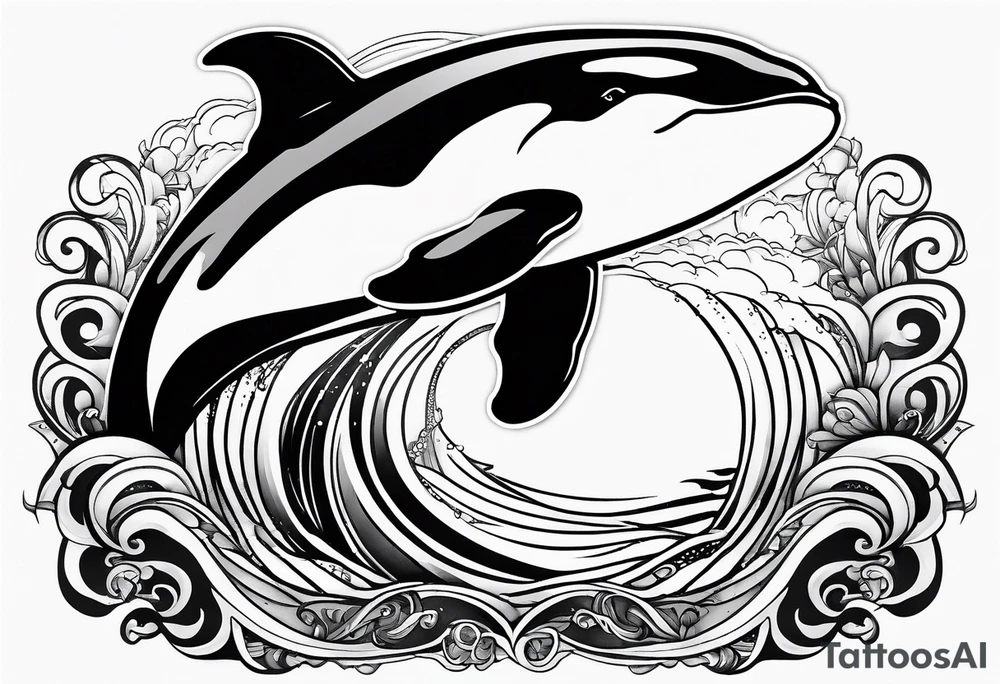 Killer whale that looks badass outline tattoo idea Killer whale that looks badass outline tattoo idea