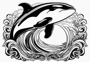 Killer whale that looks badass outline tattoo idea