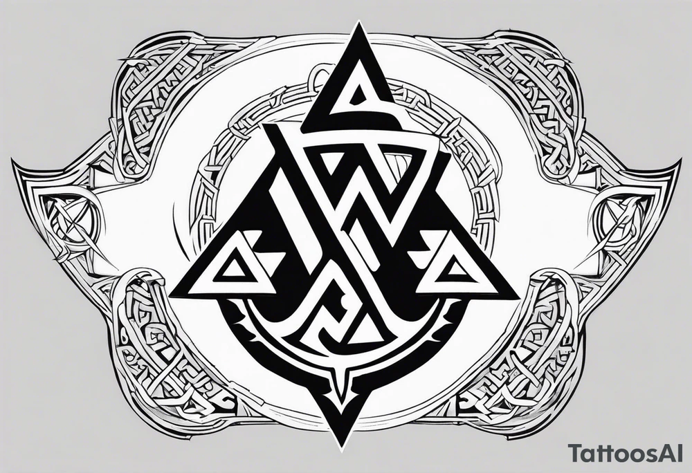 Valhalla sword shield dragon axe Valknut tattoo idea
