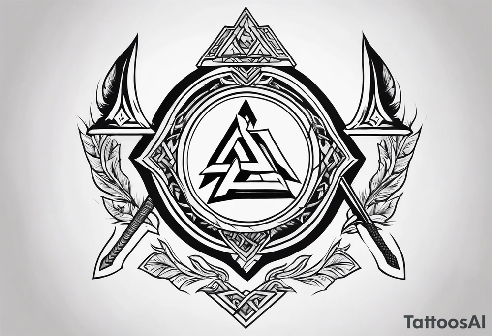 Valhalla shield valknut sword axe tattoo idea