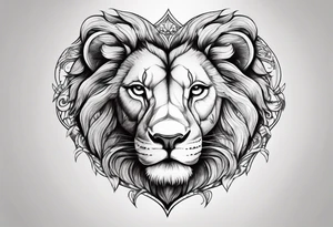 a lion head shaped like a heart tattoo idea