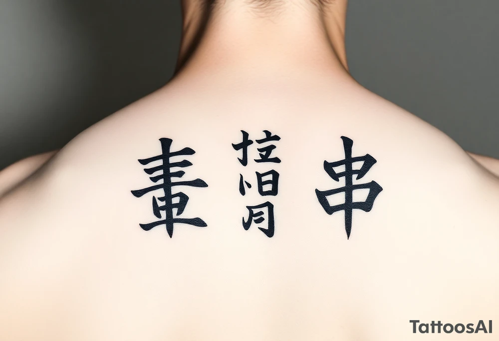 Minimalist Clean, modern wu wei, vertical symbols tattoo idea