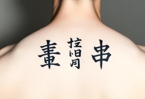 Minimalist Clean, modern wu wei, vertical symbols tattoo idea