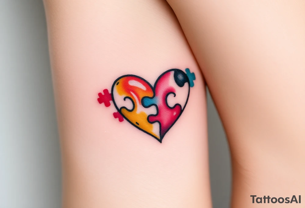 autism heart puzzle shape symbol tattoo idea