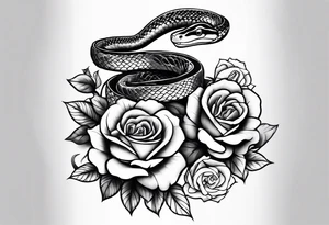 snake and 4 roses tattoo idea