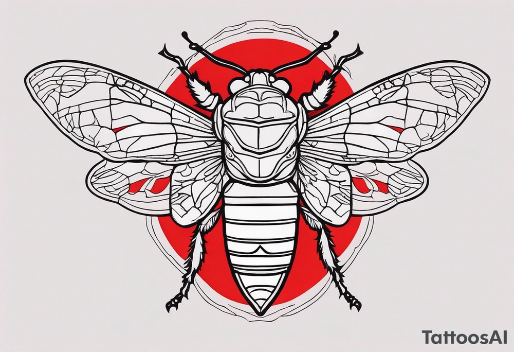 cicada on top of red background tattoo idea