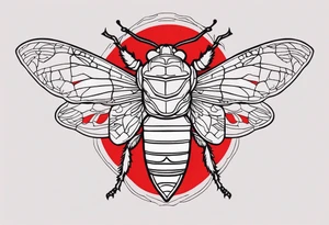 cicada on top of red background tattoo idea