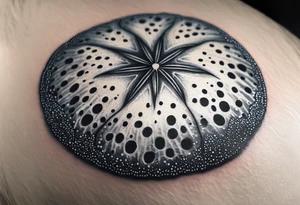 sand dollar 
fine line 
very detailed 
light gray tattoo idea