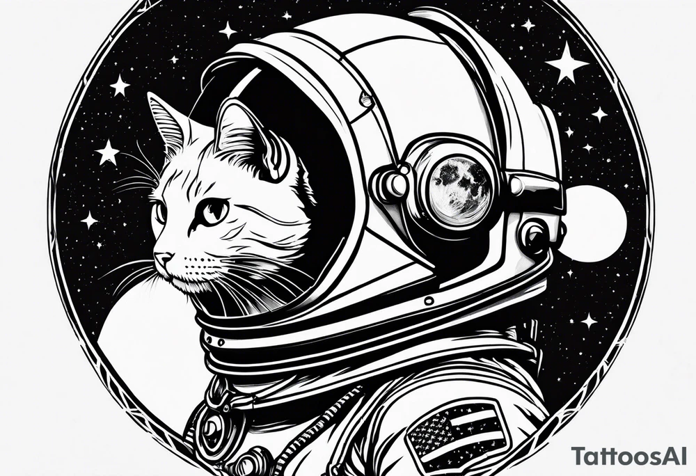 astronaut cat tattoo idea