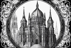 gothic cathedral with knight tattoo idea