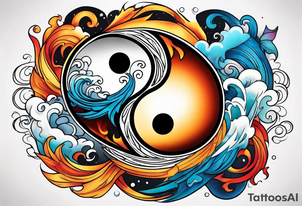 Fire and Water yin yang tattoo idea