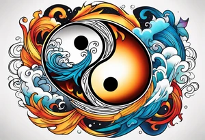 Fire and Water yin yang tattoo idea