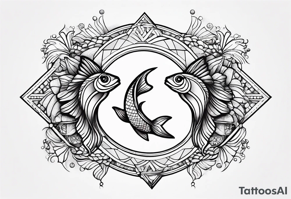 Pisces symbols in a line tattoo idea