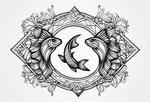 Pisces symbols in a line tattoo idea