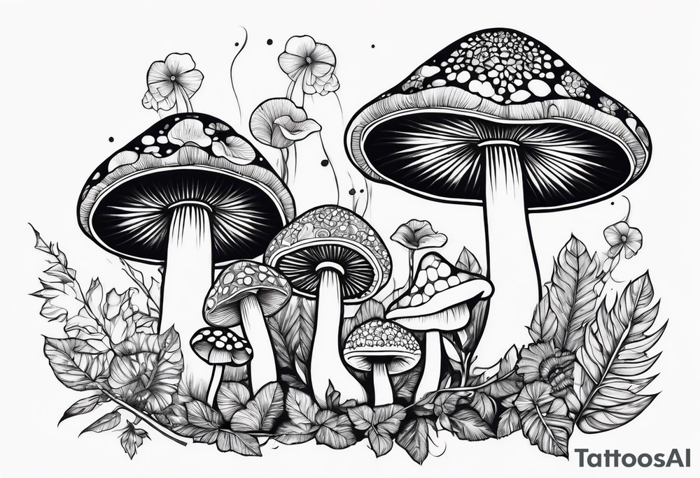 magic mushrooms tattoo idea