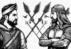 Arrows pointing in opposite direction. One says Arlo and the other says Benny tattoo idea