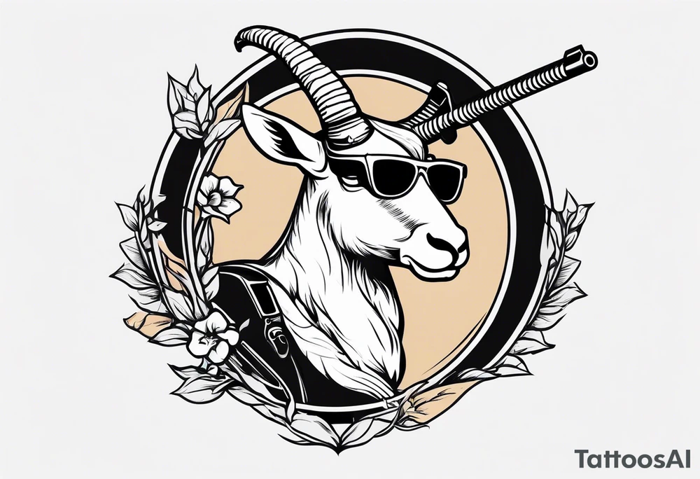 capricorn with sunglasses and shotgun tattoo idea