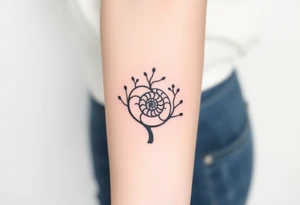 Fibonacci spiral shell inside of tree tattoo idea