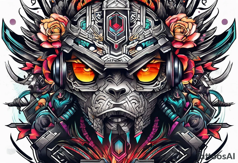 cyberpunk themed enki tattoo tattoo idea