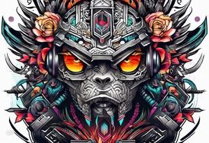cyberpunk themed enki tattoo tattoo idea