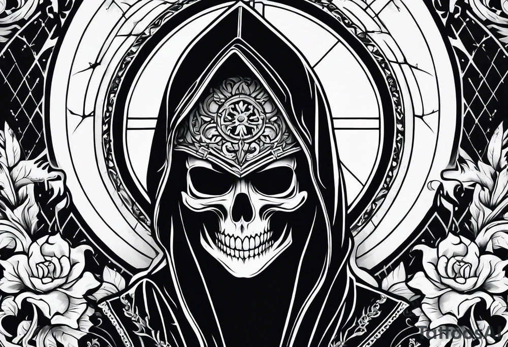 lady skeleton grim reaper satan tattoo idea