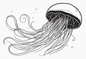 jellyfish with a small head and really long tentacles tattoo idea