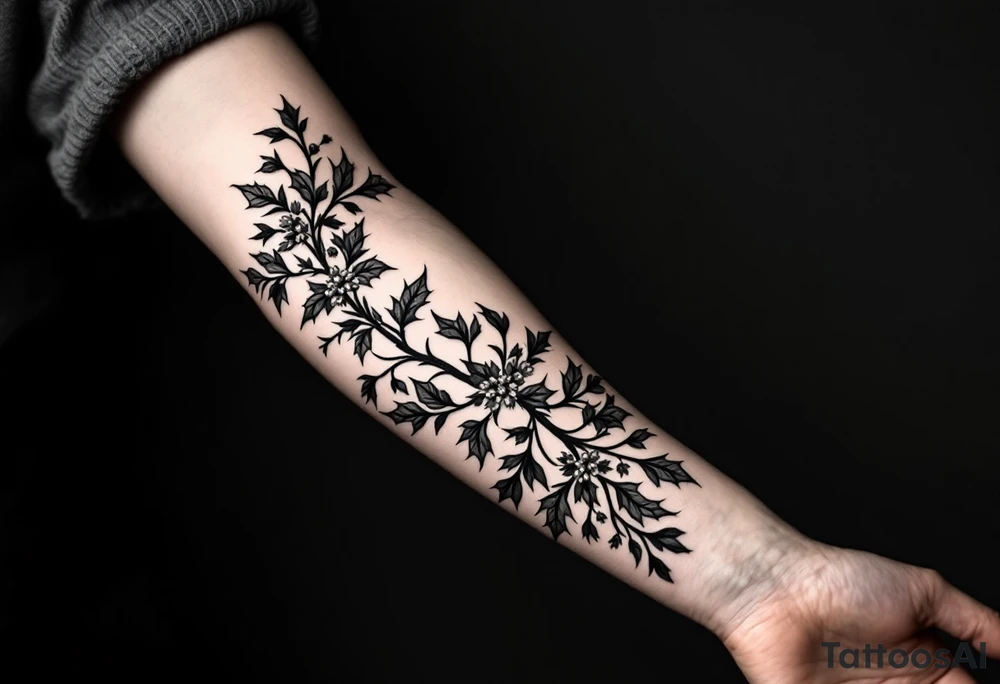 holly flowers tattoo idea