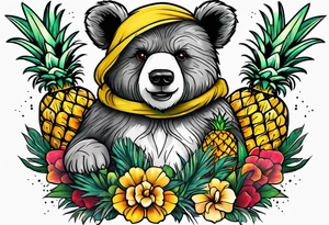 Bear hugging pineapple tattoo idea