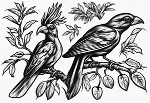 Doctor Bird. Ackee. Tree root. Family initials tattoo idea