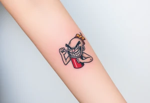 angry stick of dynamite with a mean face and muscles exploding tattoo idea