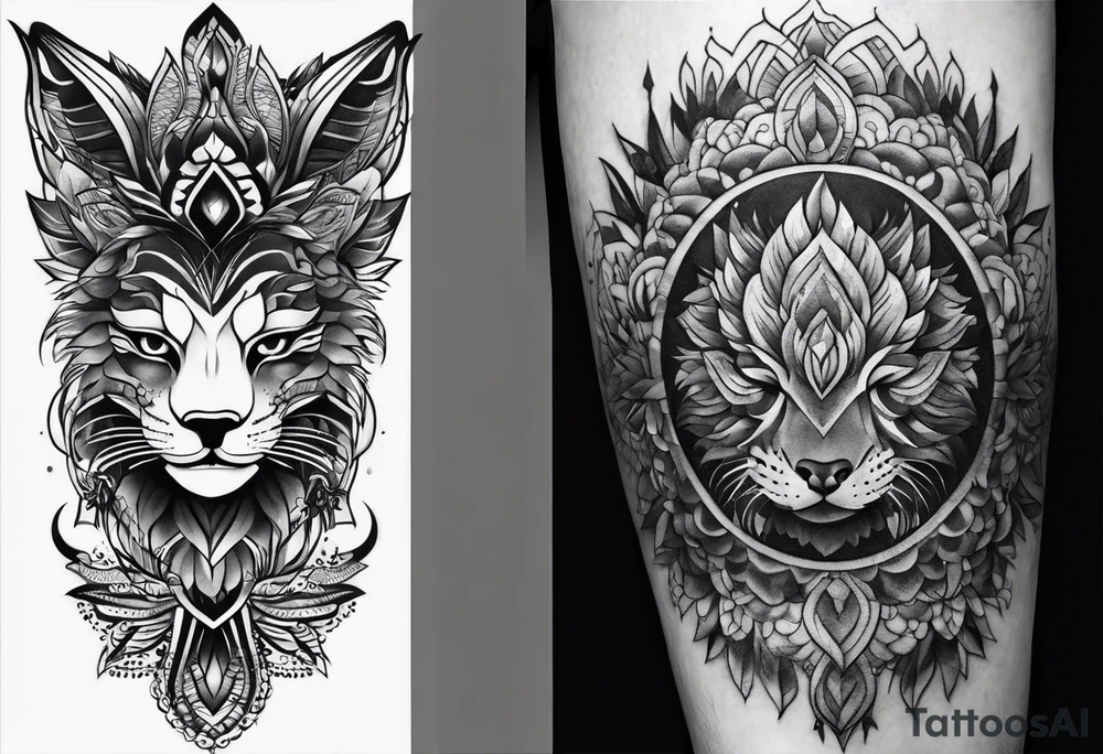 Full leg tattoo design rectangle tattoo idea