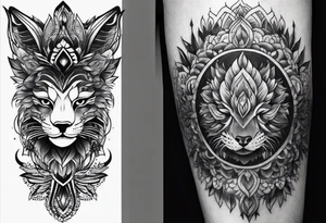 Full leg tattoo design rectangle tattoo idea