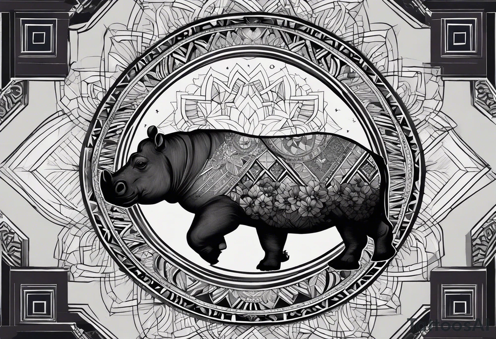 Very asymmetrical, +geometric pattern, with realistic full moon, with hippo,+tribal, +geometric, +inkart , +blackwork, +grey scale, + sketch
with wintersweet flower bud, +inkart touch, +for men, detailed , combined favourite , tattoo idea