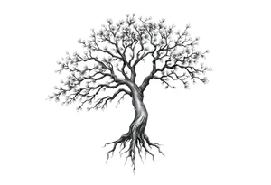 A tree with deep roots or blooming branches symbolizes personal growth tattoo idea