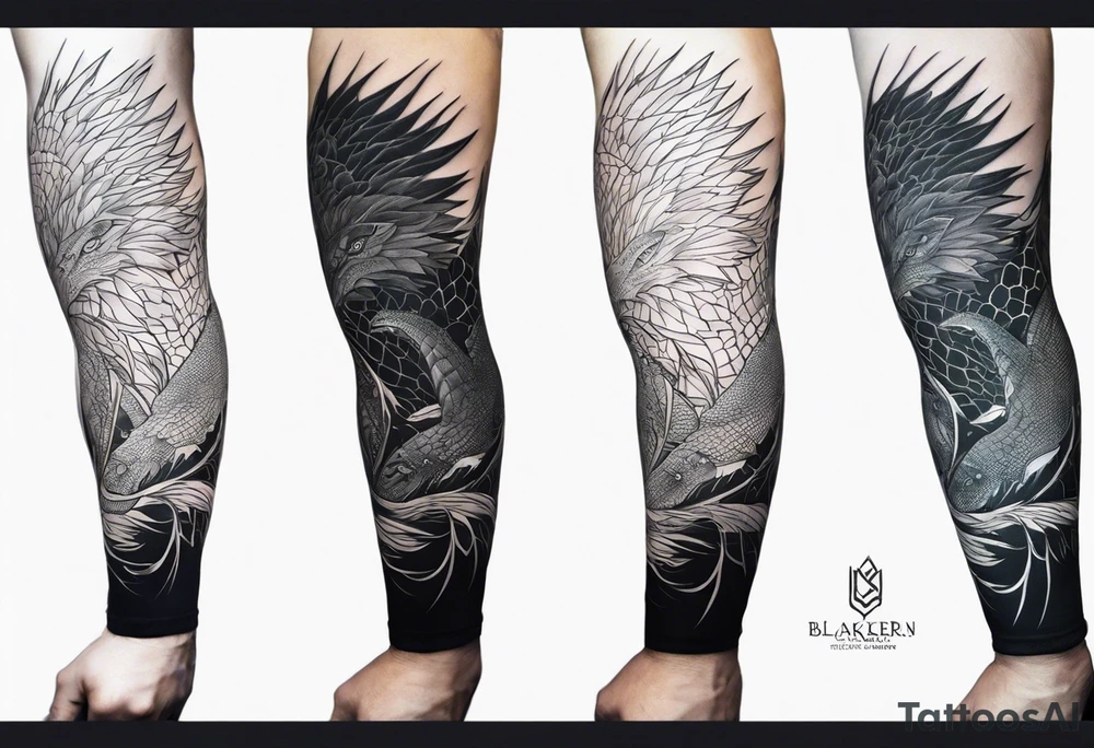 Make an arm sleeve with lightning bolt and alligators tattoo idea Make an arm sleeve with lightning bolt and alligators tattoo idea