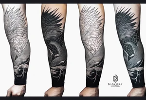 Make an arm sleeve with lightning bolt and alligators tattoo idea