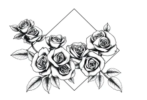 Small Roses filing up the inside of an elongated diamond shape tattoo idea